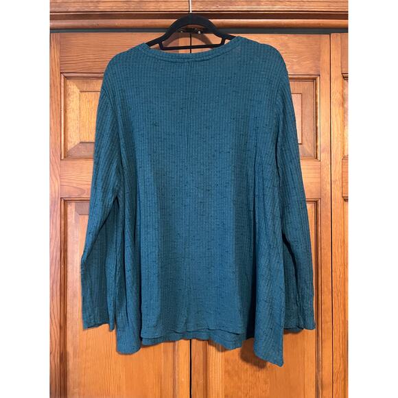Lane Bryant Women's VNeck Waffle Knit Lightweight Long Sleeve Tee Teal SZ 18/20 - Picture 9 of 9